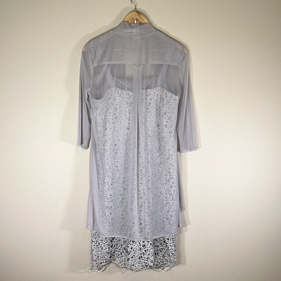 R&M Richard Silver Gray Mother of Bride Midi Length Dress Women 8 Formal Wedding - Picture 3 of 12